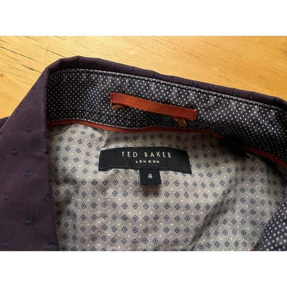 Ted Baker Men's Button Down Collared Shirt.  Purply Blue color! Size 4 - Picture 4 of 5